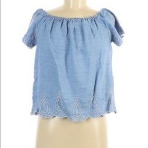 Chelsea and Theadore off shoulder denim top